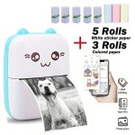 Mini imprimante thermique bluetooth portable imprimante de poche photo mobile compatible android / ios ...