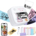 Mini imprimante thermique portable rose avec 13 rouleaux impression tickets �tiquettes & notes