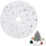 Mini jupe de sapin de nol blanche tapis rond blanc pour arbre de nol 38 cm / 15 pouces dcoration (argent ...