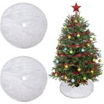 Mini jupe de sapin de nol blanche2pcs tapis sapin noel blanc rondjupe sapin de nol 40cmcache pied sapin ...