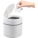 Mini poubelle avec couverclepetite poubelle pour bureaucoiffeusetable de chevet(blanc13. 5x13. 5x14cm) ...