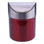 Mini poubelle de table en acier inoxydable avec couvercle basculant (rouge)