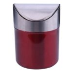 Mini poubelle de table en acier inoxydable avec couvercle basculant rouge - pzcc Mini poubelle de table en acier inoxydable avec couvercle basculant rouge - pzcc