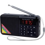 Mini radio portable fm usb micro - sd et lecteur mp3 intgr avec led lampe poste de radio rechargeable ...