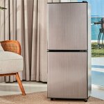 Mini r�frig�rateur cong�lateur - 106 l (60 + 46) - m�tal bross� - 45 db led - �tag�res r�glables - 166 ...