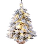 Mini sapin de noël artificiel pré - éclairé de 457 cm sapin de noël floqué de neige avec lumières pour ... Mini sapin de noël artificiel pré - éclairé de 457 cm sapin de noël floqué de neige avec lumières pour ...