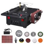Mini scie circulaire de table 200w avec ponceuse  bande 7 vitesses 110mm lame profondeur 30mm machine ...
