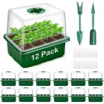 Mini serre pour plantes 12 pi�ces 144 cellules int�rieure plateau semis avec couvercles rehauss�s vert ...