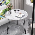 Mini table basse contemporaine plateau rond pied central m�tal pour d�coration int�rieure et rangement ...