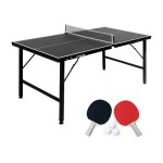 Mini table de ping pong 150x75cm - table pliable indoor noir. avec 2 raquettes et 3 balles. valise de ...