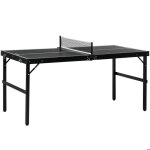 Mini table de ping pong - sportnow - pliable - avec filet balles poigne - 152 x 76 x 72 cm - noir