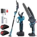 Mini tronconneuse 8 pouces avec perche 2m & secateur electrique 30 mm coupe 3 - en - 1 ensemble d?outils ...