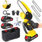 Mini trononneuse  batterie sans fil 6 pouces tronconneuse lectrique elagueuse avec 2 chanes guide ...