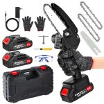 Mini trononneuse lectrique sans fil 6 pouces trononneuse elagueuse avec 2 chanes guide 2 batteries ...
