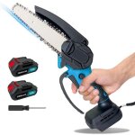 Mini tronçonneuse sans fil 6 pouces petite tronçonneuse à main avec 2 batteries 3000 mah et chargeur Mini tronçonneuse sans fil 6 pouces petite tronçonneuse à main avec 2 batteries 3000 mah et chargeur