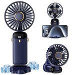 Mini ventilateur  main usb portatif ventilateur de bureau pliable 5 vitesses avec base petit ventilateur ...
