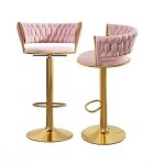 Mipan. lot de 2 rose tabourets bar modernes en velours - avec dossier tiss - pivotants  360 + rglable ...