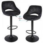 Mipan. lot de 2 tabourets de bar noir - chaise de bar tissu - chaise haute bar - avec dossier et repose ...