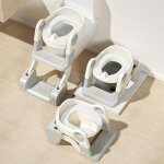 Mipan. 3 en 1r�ducteur de wc b�b� avec marche pied - avec coussin pu - r�glable et pliable - antid�rapant ...