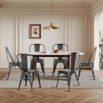 Mipan. lot de 4 chaises de salle  manger empilables en mtal avec dossier pour bistrot cuisine intrieur ...