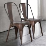 Mipan. lot de 4 chaises de salle  manger empilables en mtal avec dossier pour bistrot cuisine intrieur ...