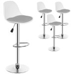 Mipan. lot de 4 tabouret de bar - chaise de bar (blanc et gris) - chaise de cuisine hauteur (83 - 103cm) ...