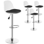 Mipan. lot de 4 tabouret de bar - chaise de bar (blanc + noir) - chaise de cuisine hauteur (83 - 103cm) ...