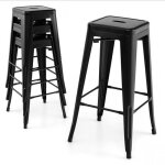 Mipan. lot de 4 tabourets de bar en m�tal avec repose - pied tabouret haut industriel empliable h 76 ...