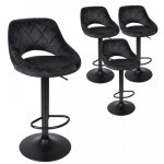 Mipan. lot de 4 tabourets de bar noir - chaise de bar tissu - chaise haute bar - avec dossier et repose ...