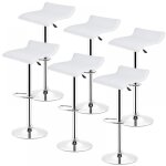 Mipan. lot de 6 tabourets de bar blanc - chaises haut - r�glable + rotatif sur 360� - pu - avec dossier ...
