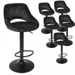 Mipan. lot de 6 tabourets de bar noir - chaise de bar tissu - chaise haute bar - avec dossier et repose ...
