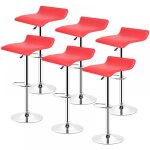 Mipan. lot de 6 tabourets de bar rouge - chaises haut - r�glable + rotatif sur 360� - pu - avec dossier ...