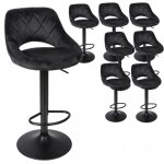 Mipan. lot de 8 tabourets de bar noir - chaise de bar tissu - chaise haute bar - avec dossier et repose ...