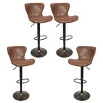 Mipan. chaise et tabouret de bar. lot de 4. tabouret bar industriel en similicuir. hauteur rglable et ...