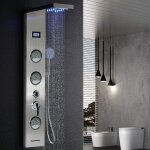 Mipan. colonne de douche hydromassage argent - colonne de douche  montage mural - avce douchette + clairage ...