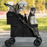 Mipan. double couche poussette chien chat - pliable - avce ceinture de scurit + animaux voyage poussette ...