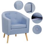 Mipan. fauteuil scandinave de salon avec accoudoirs et dossier - fauteuils de salon 1 personne - bleu ...