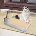 Mipan. litiere acier inoxydable - 60x40x30cm - bac litiere pour chat semi - ferm avec rebord amovible ...