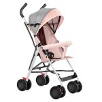 Mipan poussette  4 roues avec moustiquaire en coton et poche arrire (modle assis uniquement) rose