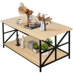 Mipan. rectangulaire table basse - 100x52x47cm - rangement � 2 niveaux - table basse de style industriel ...