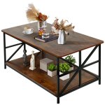 Mipan. rectangulaire table basse - 100x52x47cm - rangement � 2 niveaux - table basse de style industriel ...
