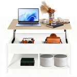 Mipan. table basse blanche plateau relevable - 90x62x48cm - rectangulaire table basse - table basse blanc ...