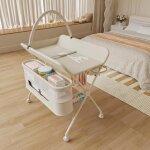 Mipan. table  langer pliable - meuble a langer - avec panier latral + roulettes + 3 jouets - rglable ...