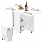 Mipan. table à manger - table à manger pliante cuisine - avec roulettes + compartiment de rangement - ... Mipan. table à manger - table à manger pliante cuisine - avec roulettes + compartiment de rangement - ...
