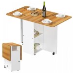 Mipan. table à manger - table à manger pliante cuisine - avec roulettes + compartiment de rangement - ... Mipan. table à manger - table à manger pliante cuisine - avec roulettes + compartiment de rangement - ...