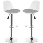 Mipan. tabouret de bar lot de 2 - chaise de bar (blanc et gris) - chaises bar r�glables avec dossier ...