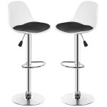 Mipan. tabouret de bar lot de 2 - chaise de bar (blanc + noir) - chaises bar r�glables avec dossier + ...