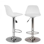 Mipan. tabouret de bar lot de 2 - chaise de bar blanc - chaises bar r�glables avec dossier + repose - ...