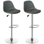 Mipan. tabouret de bar lot de 2 - chaise de bar gris - chaises bar r�glables avec dossier + repose - ...