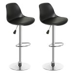 Mipan. tabouret de bar lot de 2 - chaise de bar noir - chaises bar r�glables avec dossier + repose - ...